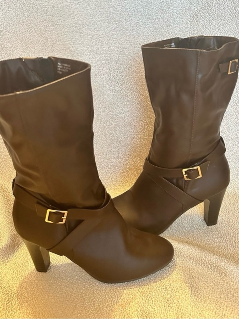 Classic Women's Mid-Calf Heeled Boots in Dark Brown